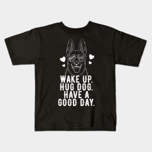 wake up hug dog Kids T-Shirt